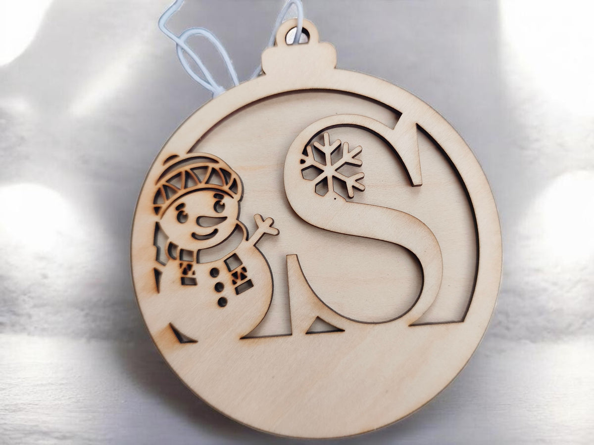 Boule de Noël bonhomme de neige initial