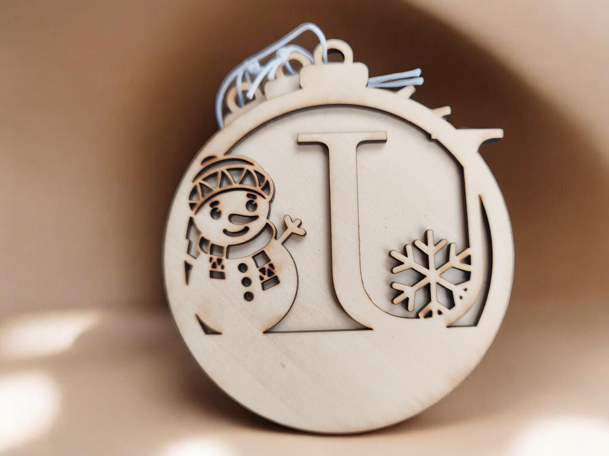 Boule de Noël bonhomme de neige initial