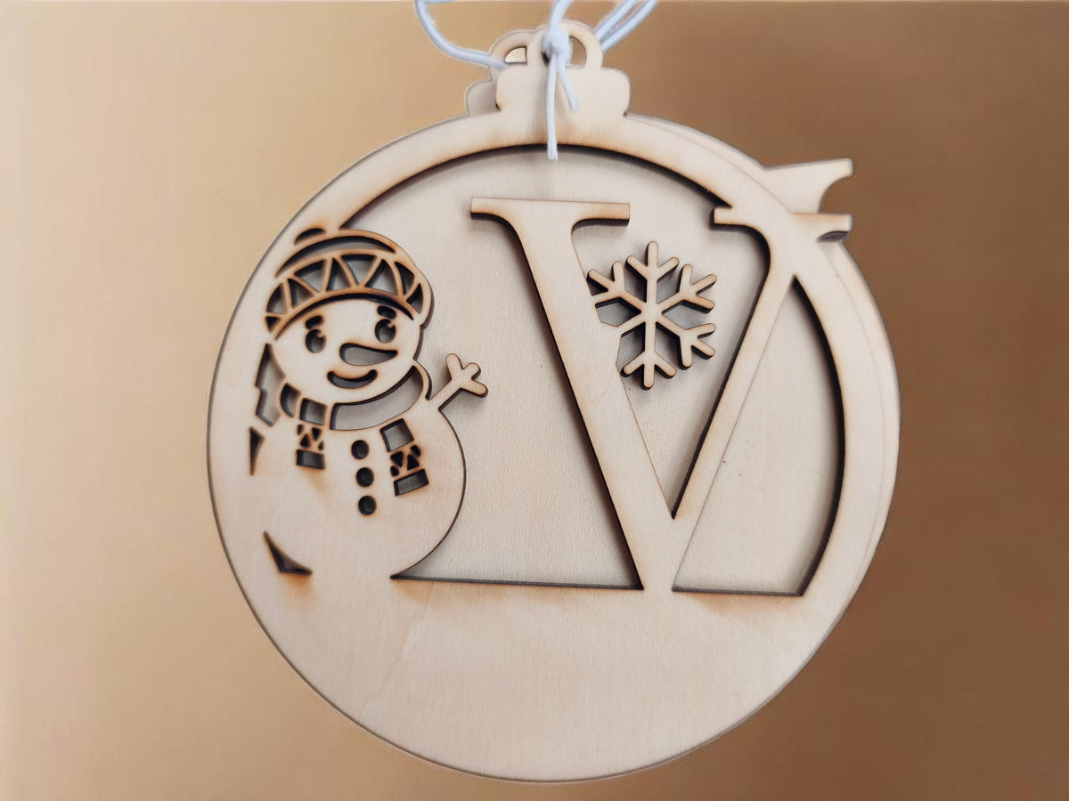 Boule de Noël bonhomme de neige initial