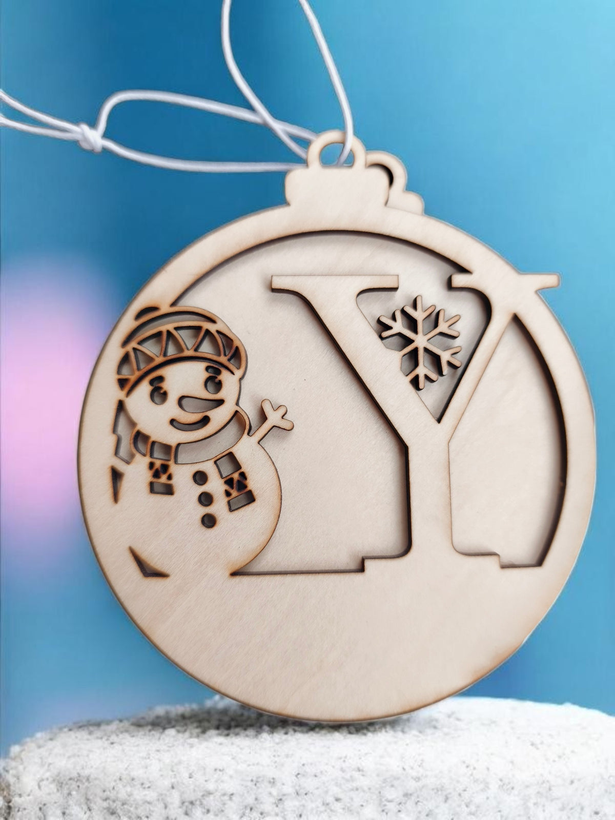 Boule de Noël bonhomme de neige initial