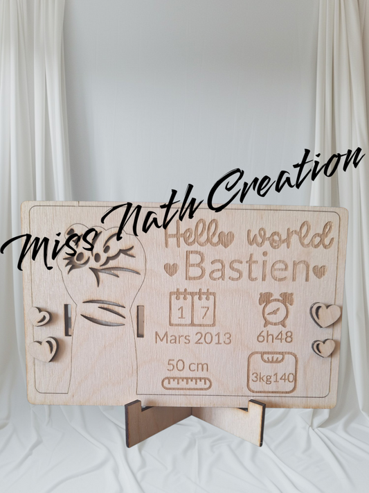 Plaque de naissance personnalisée