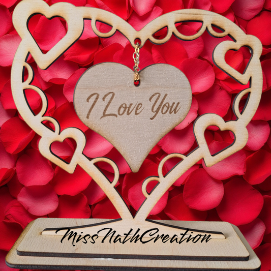 Décoration en bois "I Love You" – Cadeau romantique personnalisé